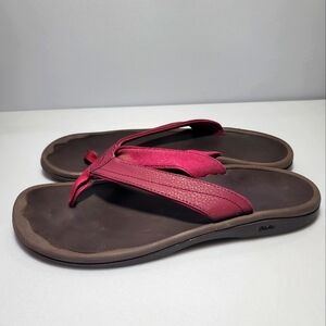 OluKai Ohana Women's US 10 Slip On Thong Dark Red/ Burgundy Sandals Beach